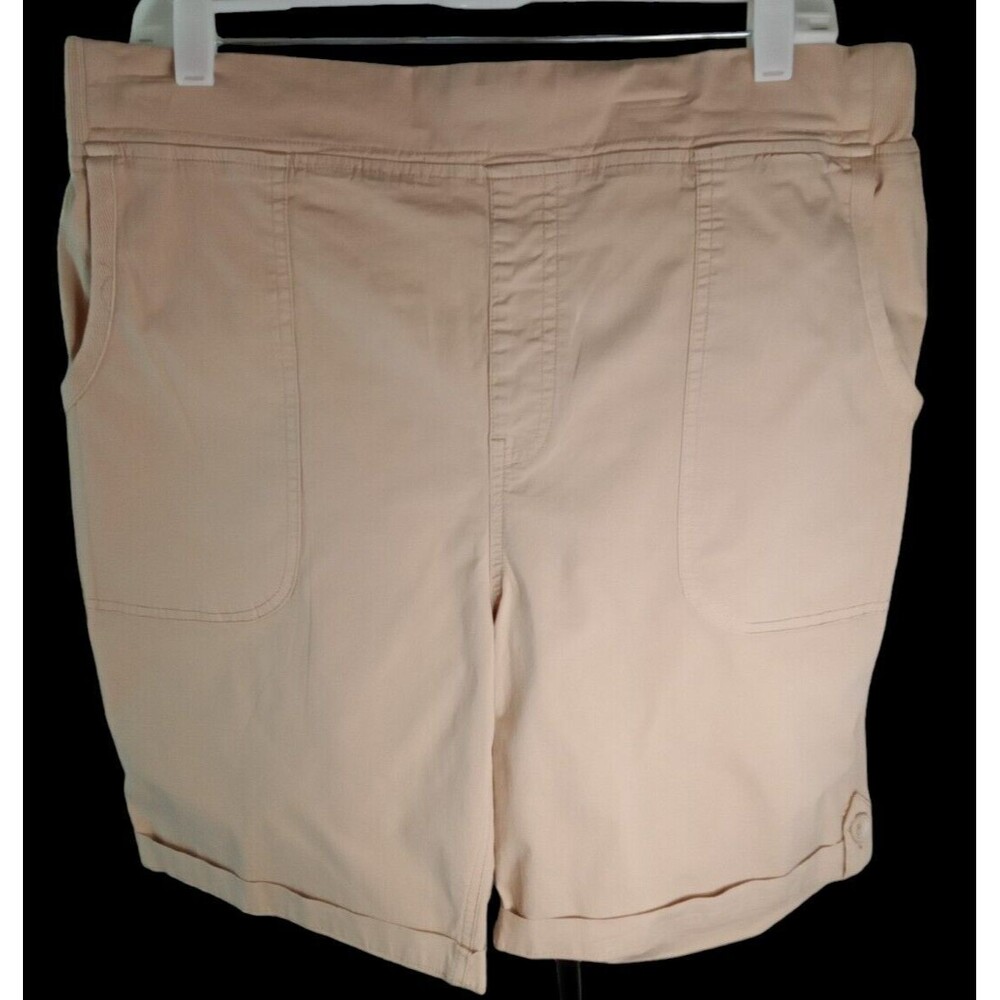 Soft Surroundings Shorts Size XL Tan Khaki Pockets Pullon Cuff Hems Cotton